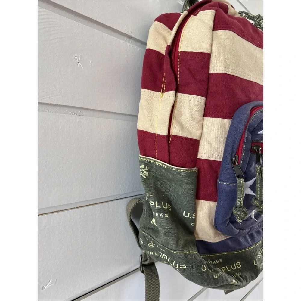 Tigerbear Republik Vintage US Surplus Heavy‎ Canvas Backpack With US Flag GW999